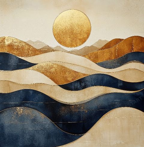 Golden Horizon — printable digital art preview
