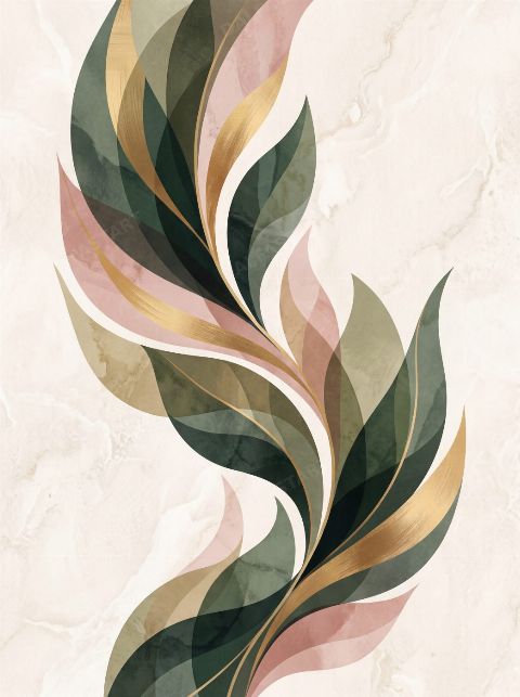 Feathered Leaves — printable digital art preview