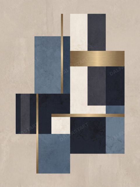 Blue Bauhaus — printable digital art preview