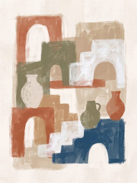 Terracotta Courtyard — printable digital art preview