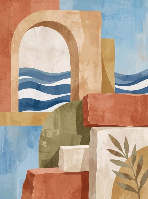 Aegean Doorway — printable digital art preview