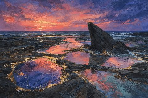 Ocean Rhythm Afterlight Pools — printable digital art preview