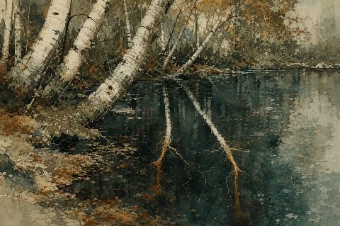 Forest Echoes Below The Birches — printable digital art preview