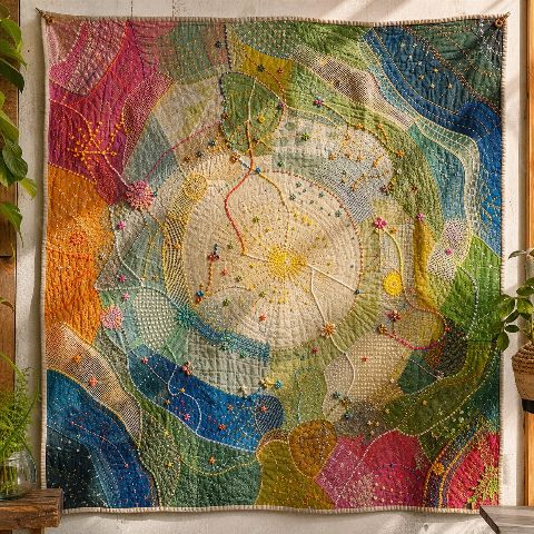 Folk Quilt Of The Restored Pollinators — printable digital art preview