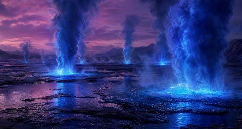 Indigo Geysers — printable digital art preview