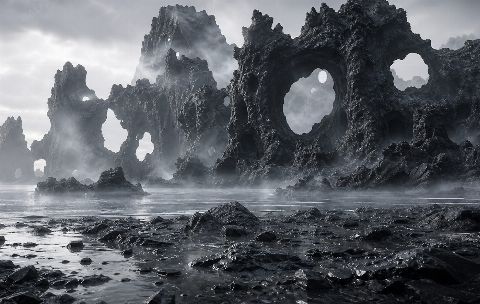 Charcoal Reef — printable digital art preview