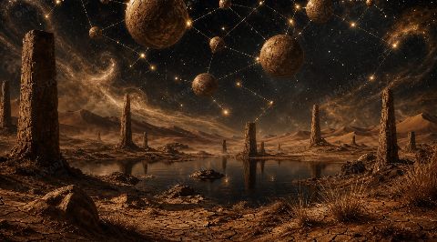 Umber Constellation — printable digital art preview