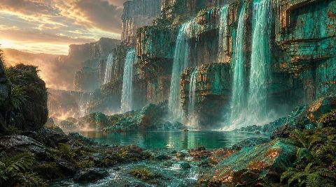 Verdigris Falls — printable digital art preview