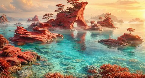 Vermilion Archipelago — printable digital art preview