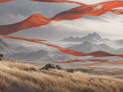 Vermilion Wind — printable digital art preview