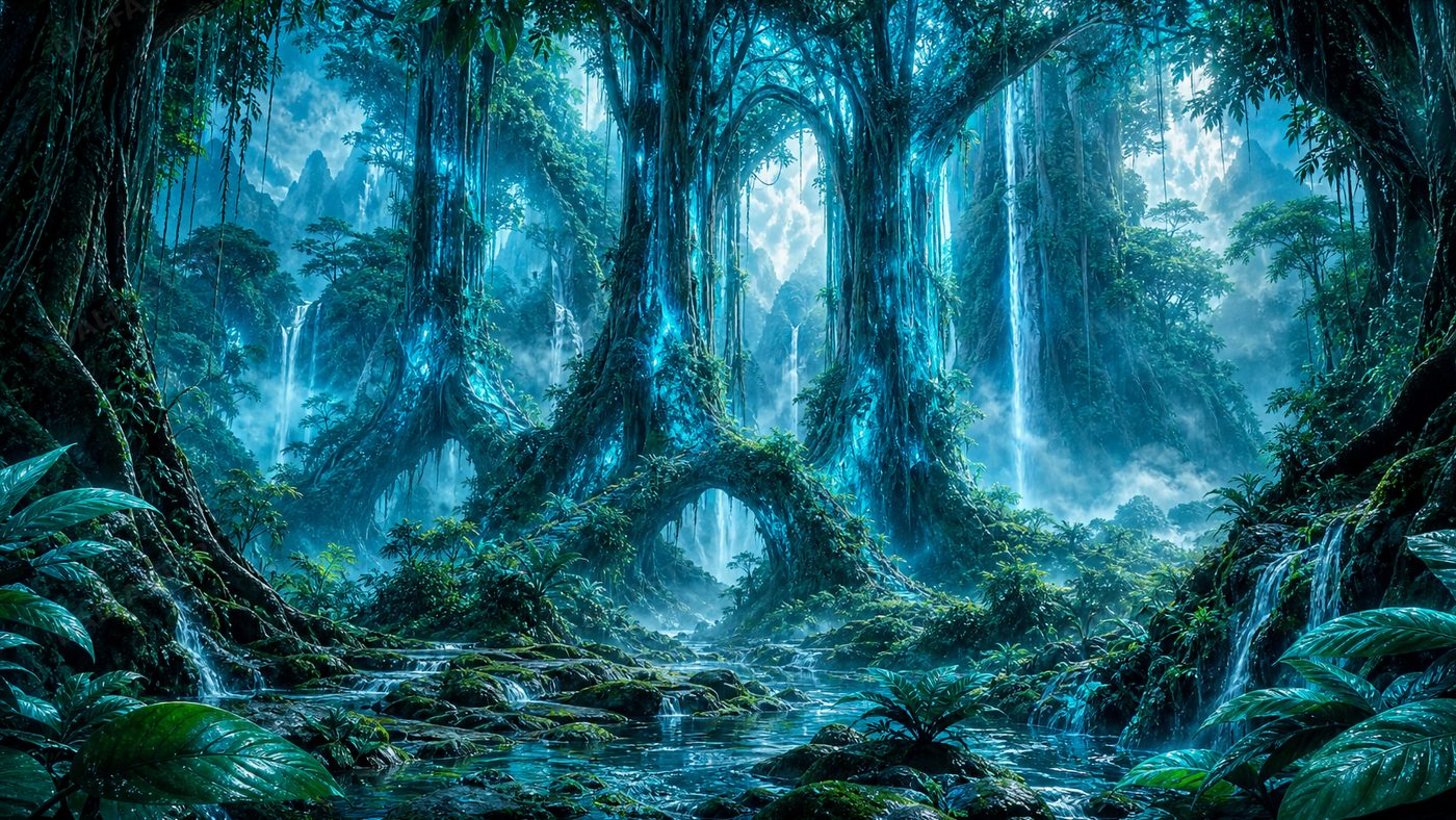 Cyan Rainforest Cathedral — full preview