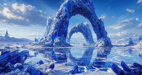 Cobalt Salt Cathedral — printable digital art preview