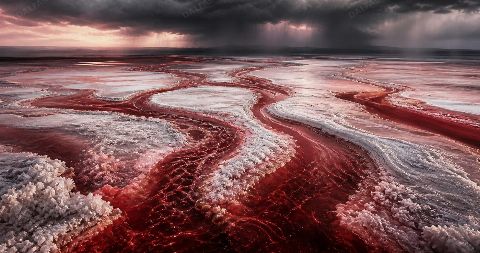 Crimson Estuary — printable digital art preview