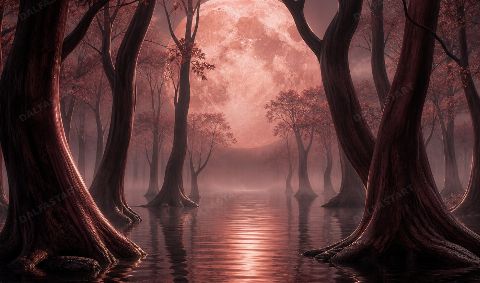 Rosewood Moon — printable digital art preview