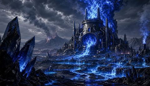 Sapphire Furnace — printable digital art preview