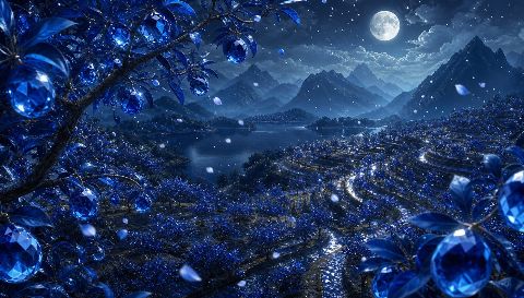Sapphire Orchard — printable digital art preview