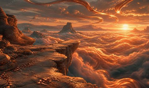 Copper Cloud Sea — printable digital art preview