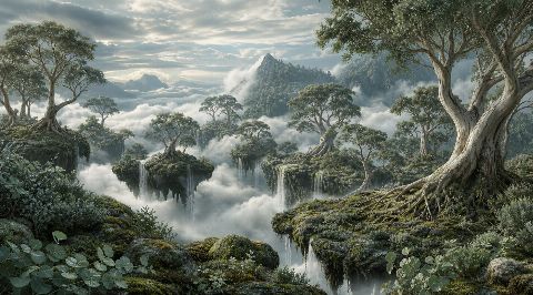 Sage Cloud Forest — printable digital art preview