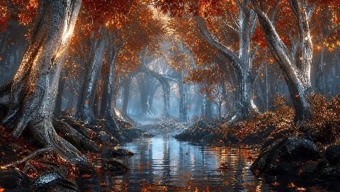 Silver Ember Forest — printable digital art preview