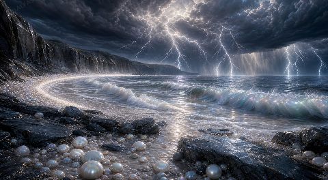 Pearl Lightning Bay — printable digital art preview