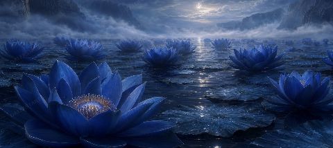 Blue Lotus Basin — printable digital art preview