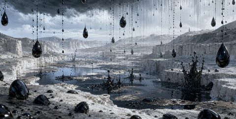 Obsidian Rainfall — printable digital art preview