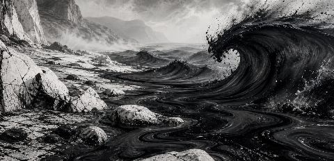 Charcoal Tide — printable digital art preview