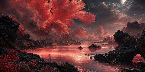 Coral Nocturne — printable digital art preview