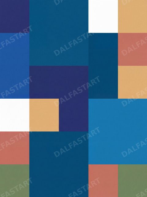 Blue Hour Grid — printable digital art preview